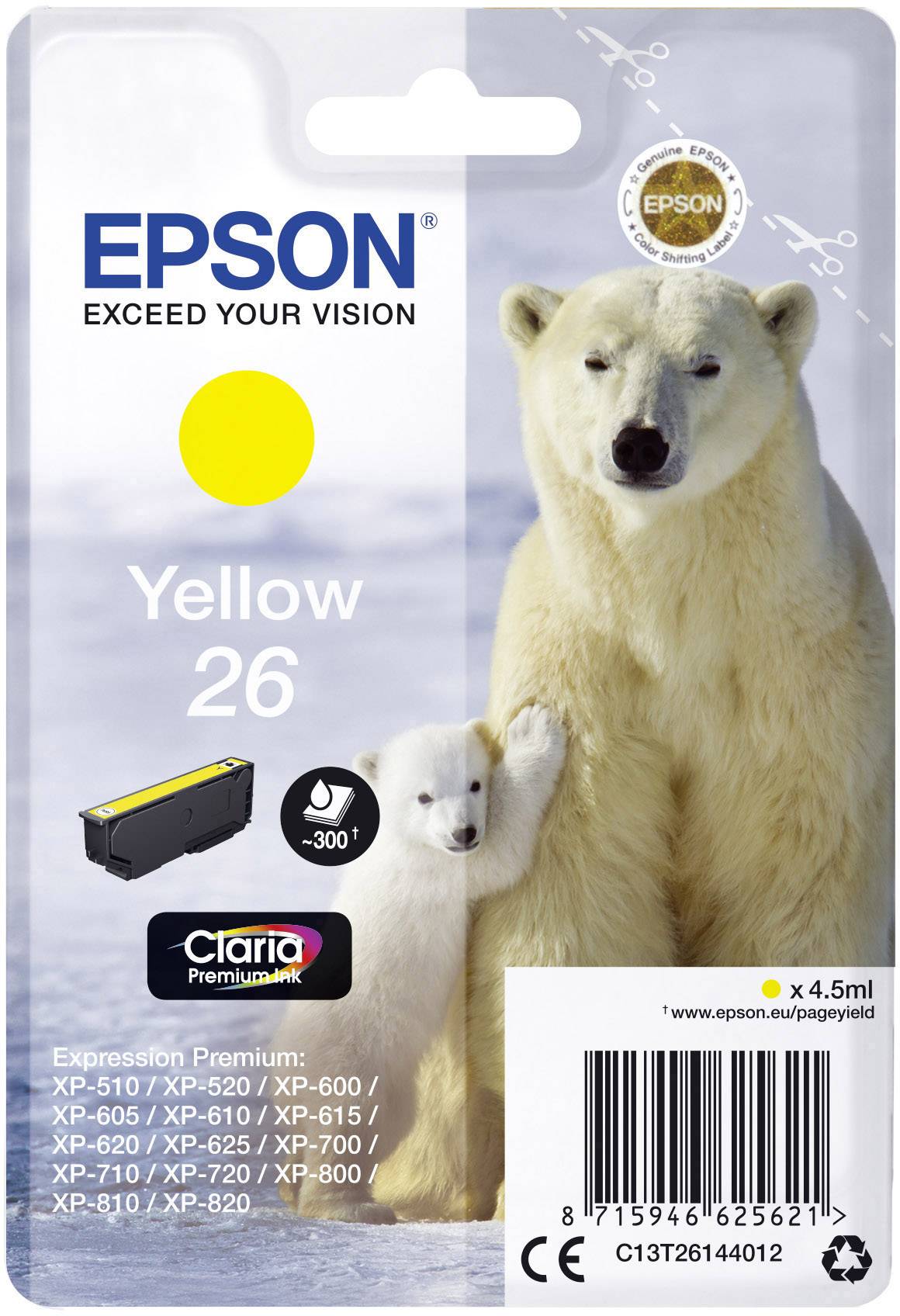 Epson črnilo 26 original rumena C 13 T 26144012