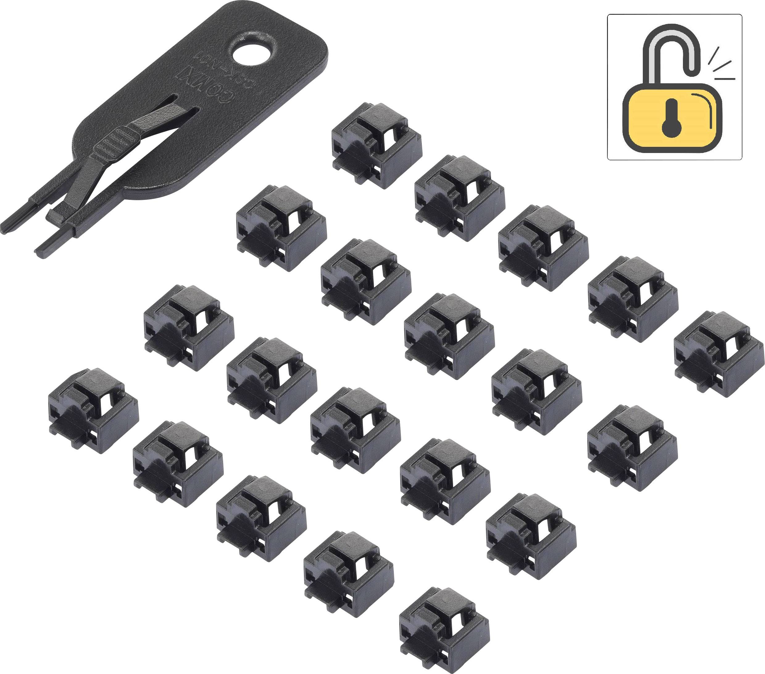 Renkforce zaklepanje vrat RJ45 LAN rf-LANBlocker-01 20-delni komplet črna vklj. 1 ključ RF-4605009