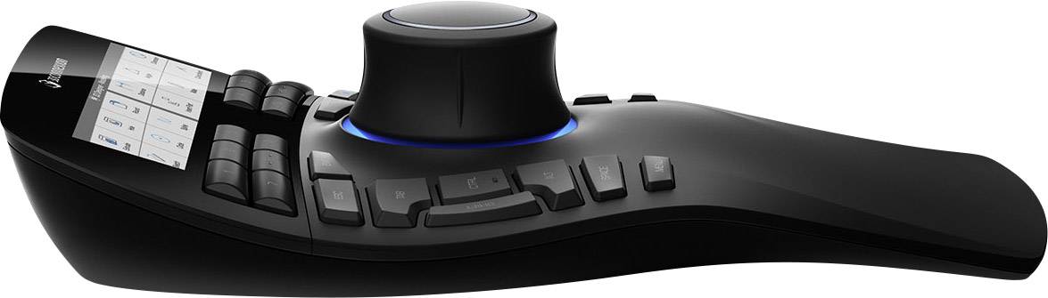 3D-miška z ergonomskim dizajnom, številnimi programabilnimi tipkami in velikim vrtljivim gumbom, idealna za CAD-aplikacije.