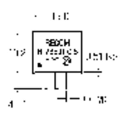 Majhen električni senzor v elektronskem vezju z napisom 'BOSCH'. Povezave vodijo do različnih točk na diagramu.