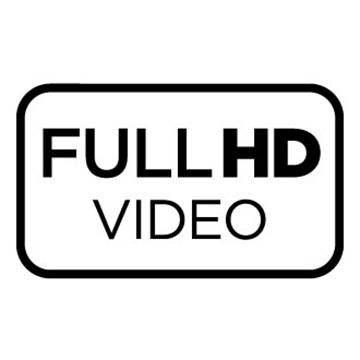 FULL HD VIDEO' Besedilo v črni barvi na belem ozadju.