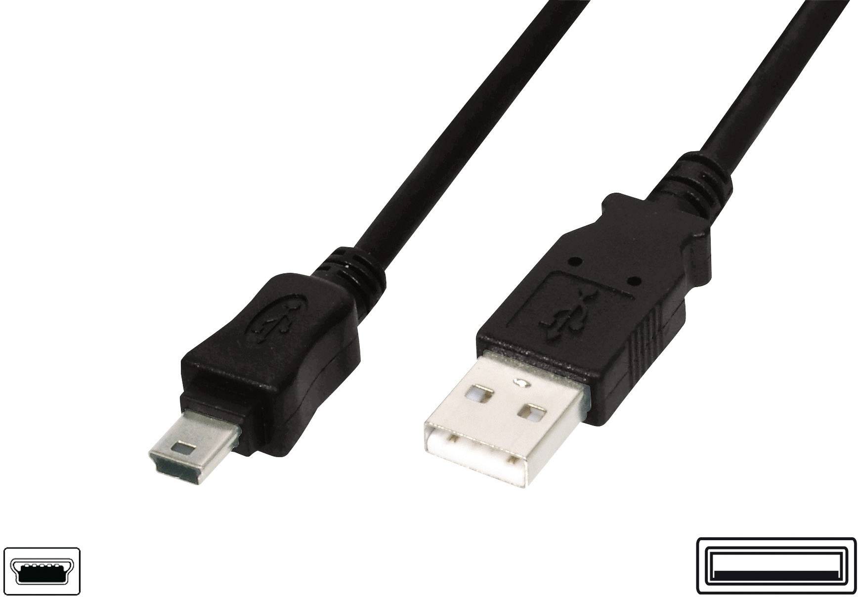 USB-kabel s standardnim USB-vtičem na eni in mini USB-vtičem na drugi strani.