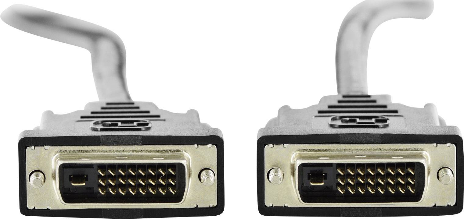 Digitus DVI priključni kabel DVI-D 24+1-polni vtič, DVI-D 24+1-polni vtič 2.00 m črna DB-320108-020-S okrogel, dvojno oklopljen DVI kabel