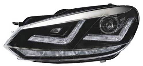 Prikaz sodobnega avtomobilskega žarometa z LED-trakovi in jasnimi linijami, ki nakazuje futuristično zasnovo.