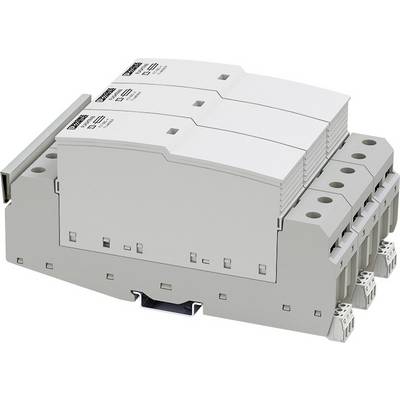 Tritočkovni zaščitni element proti prenapetosti za montažo na DIN letev, sestavljen iz modularnih enot. Idealen za industrijske aplikacije.