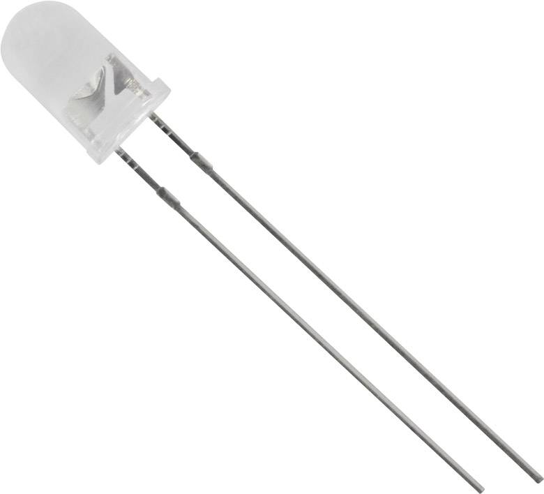 LED z dvema dolgima kovinskima priključkoma, namenjenima za priklop na električni vir.