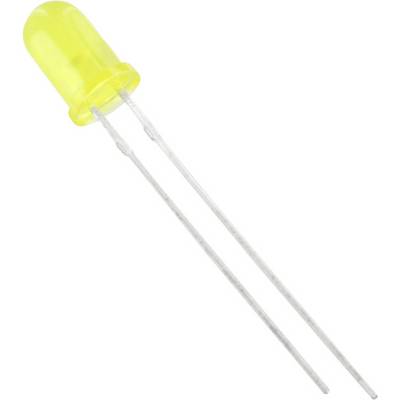 Rumena LED-dioda z dvema dolgima kovinskima nogama, uporabljena za elektronska vezja.