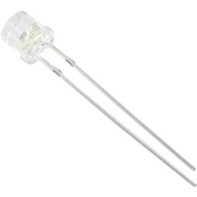 Prosojni LED-diodni element z dvema dolgima kovinskima nogama, ki se uporablja v elektronskih vezjih za ustvarjanje svetlobe.