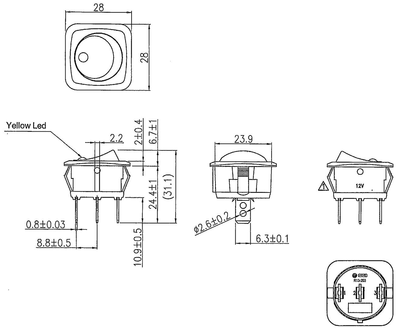 Avtomobilsko klecno stikalo 12 V DC 25 A 1 x izklop vklop zasko no