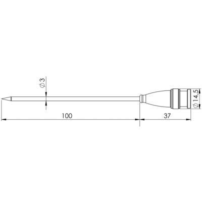 Tehnična risba svinčnika z merami: celotna dolžina 137 mm, premer igle 3 mm, širina glave 14,5 mm.