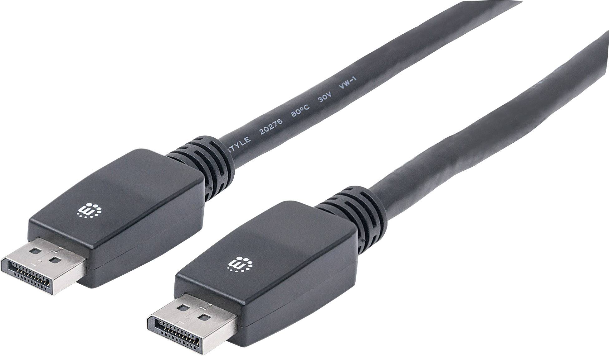 Črn DisplayPort kabel z dvema priključkoma.
