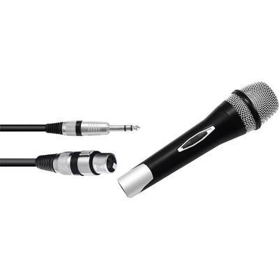 Mikrofon s kabelnimi priključki, ki vključuje 6,3-mm-jack vtič in XLR-vtič, namenjen avdio prenosu in snemanju.