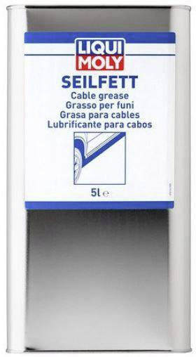 Doza 'LIQUI MOLY Seilfett, 5L', za mazanje kablov z večjezično oznako.