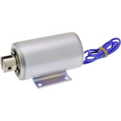 Valjasti elektromagnet s kovinskim ohišjem ima moder navit žic, ki vodi z ene strani.
