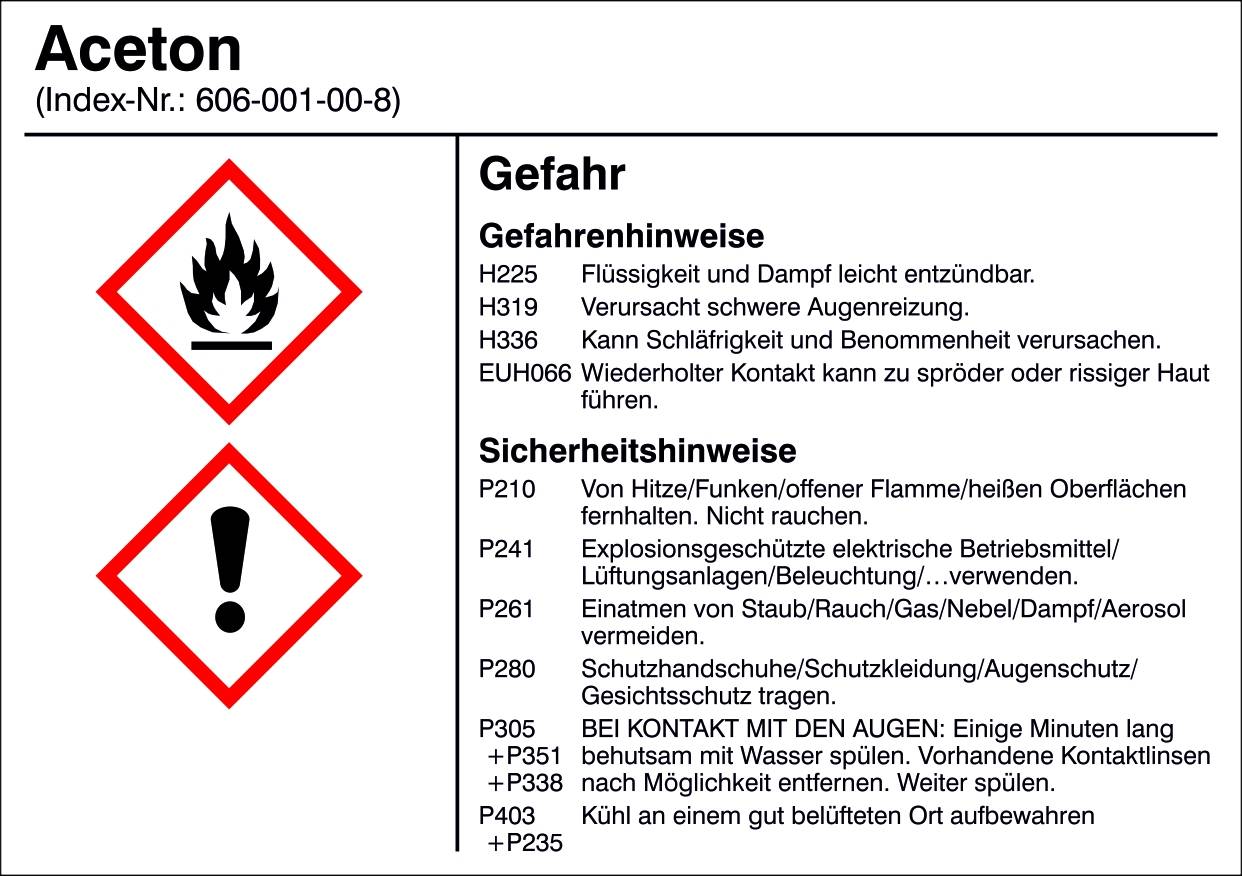 SafetyMarking 21.B1200.01 oznaka nevarnosti G001 aceton samolepilna folija (Š x V) 105 mm x 74 mm 1 kos