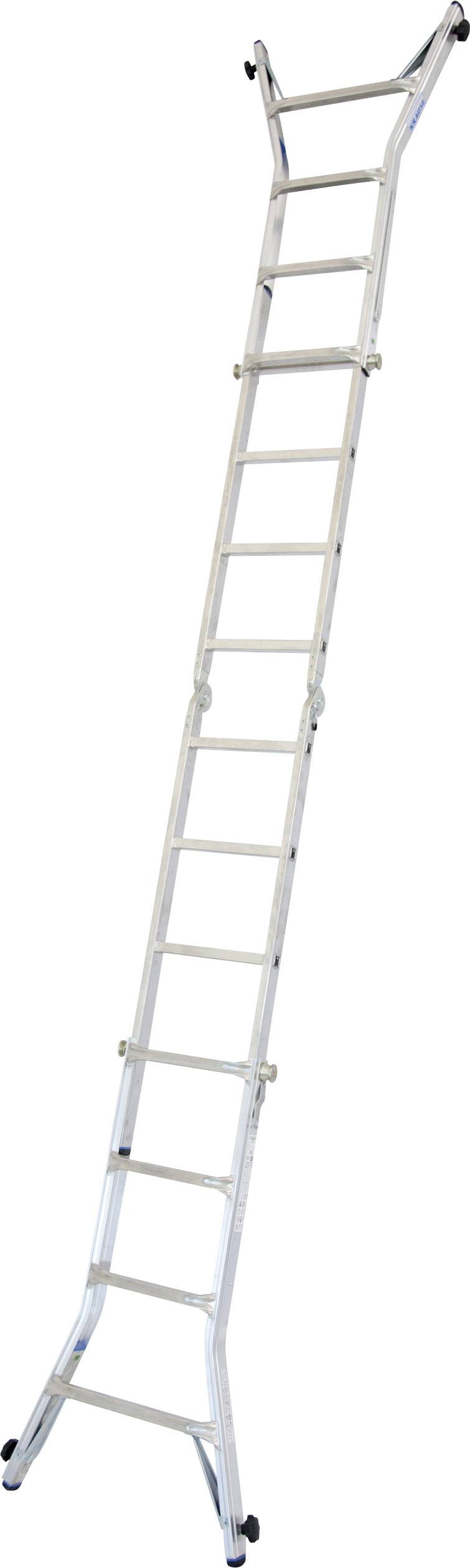 Srebrna večnamenska lestev z več členki, v celoti razprta.