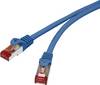 Renkforce RF-4737384 RJ45 omrežni kabel, Patch kabel CAT 6 S/FTP 0.15 m modra z zaščitnim zapornim zatičem, pozlačeni konektorji, ognjevaren 1 kos