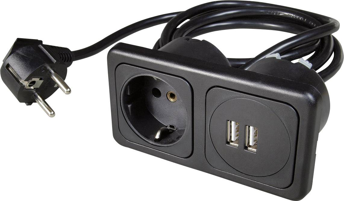 interBär 9016-104.81 1 -kratni vgradna vtičnica z USB IP20 črna