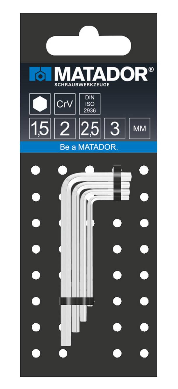 Matador Schraubwerkzeuge notranji šestrobi komplet kotnih izvijačev 1.5 mm, 2 mm, 2.5 mm, 3 mm 4-delni