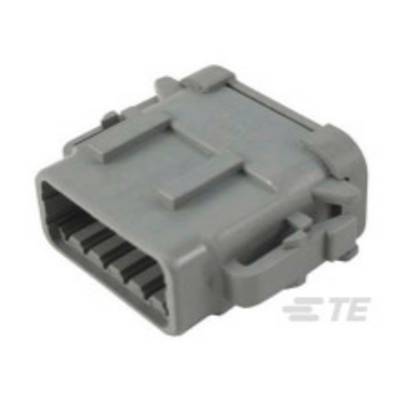 Siv, pravokoten elektronski priključek z več priključki. Logotip podjetja 'TE' je viden v spodnjem desnem kotu.