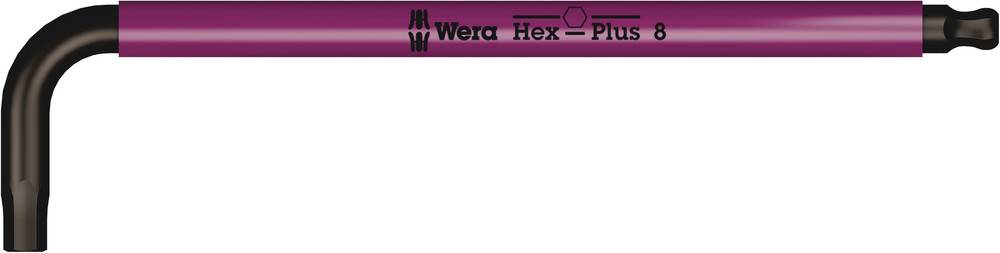 L-asti kotni ključ z napisom 'Wera Hex-Plus 8', v temno rdeči in črni barvi.