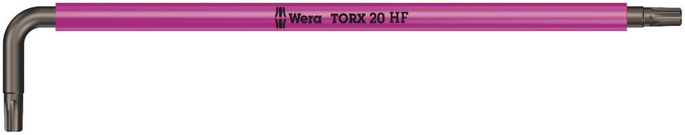 L-oblikovni kotni ključ vijačnika v vijolični barvi s Torx glavo, označen z 'Wera TORX 20 HF'.