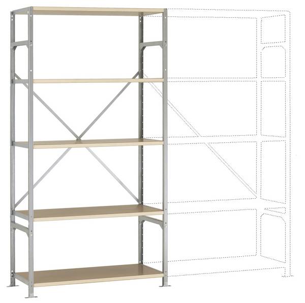 Manuflex RM3108 regal s policami-osnovni modul 100 kg (Š x V x G) 97 x 2 x 60 cm jeklo pocinkan pocinkana tla iz trdega lesa
