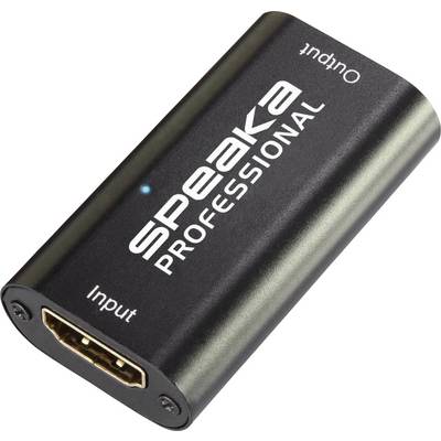 Adapter 'SpeaKa Professional' z HDMI priključki in napisom '4K @ 60 Hz'. Adapter ima doseg 20 m.