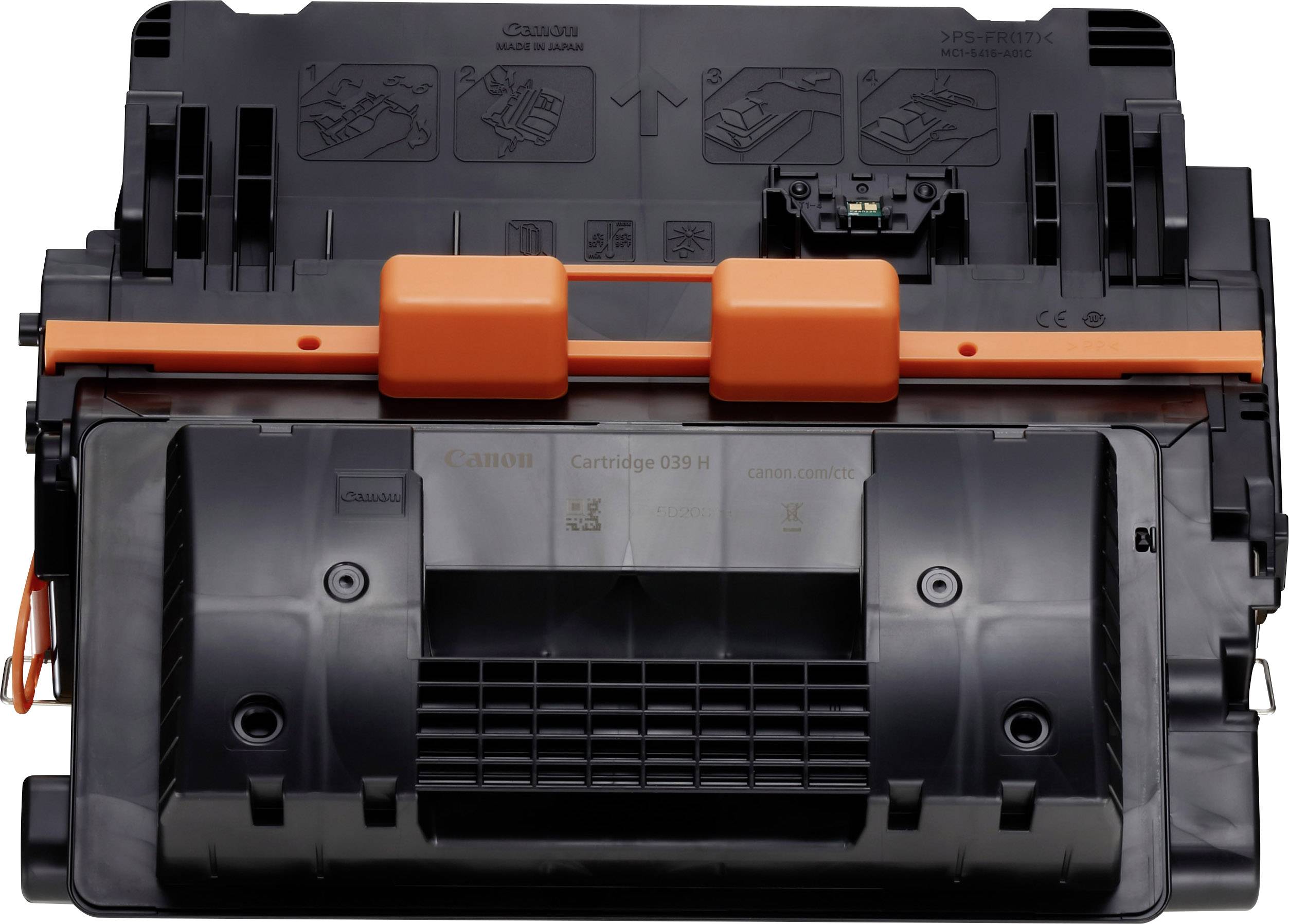 Črna tiskalna kartuša z oranžno zaščito; primerna za tiskalnike Canon.