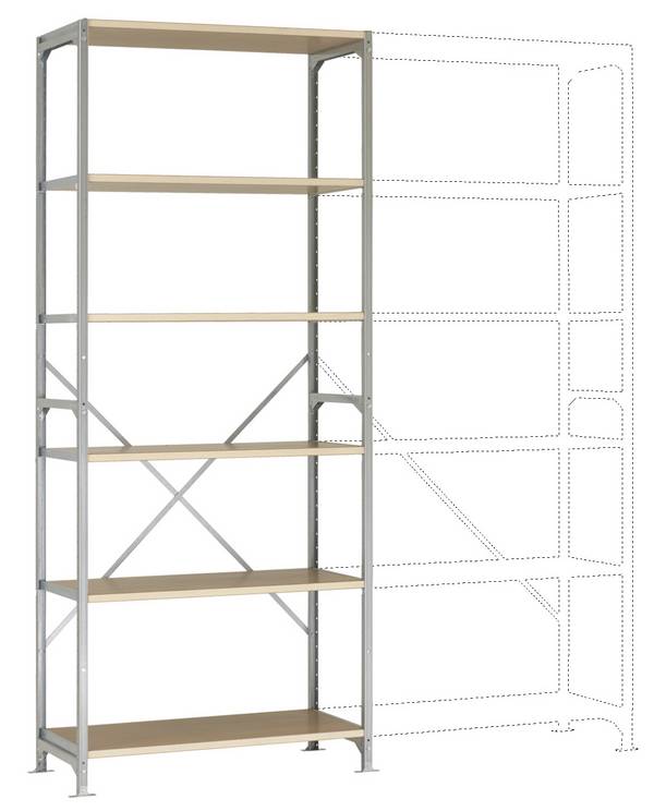 Manuflex RB1165 regal s policami-osnovni modul 50 kg (Š x V x G) 97 x 2.5 x 30 cm jeklo pocinkan pocinkana tla iz trdega lesa