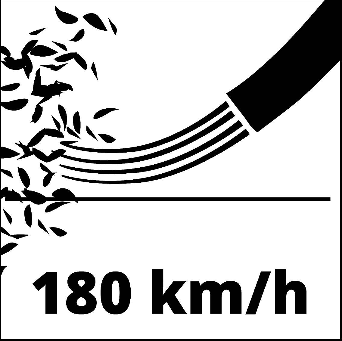 Slika pihalnika, ki odpihuje listje s hitrostjo 180 km/h.