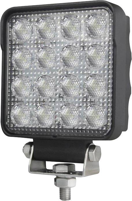 LED-delovna luč s 16 posameznimi LED-lučmi, kvadratne oblike, nameščena na kovinskem nosilcu. Idealna za gradbena ali industrijska dela.