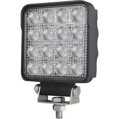 LED-delovna luč s 16 posameznimi LED-lučmi, kvadratne oblike, nameščena na kovinskem nosilcu. Idealna za gradbena ali industrijska dela.