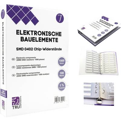 Elektronska komponenta škatla s SMD 0402 čip upori, 1000 kosov, 1% toleranca, vključno s hranilno mapo.