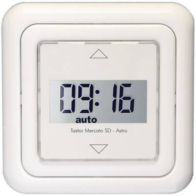 Digitalni časovnik z zaslonom '09:16' in načinom 'auto'. Naprava znamke Tastor Mercato SD - Astro. Zasnovan za nadzor električnih naprav.