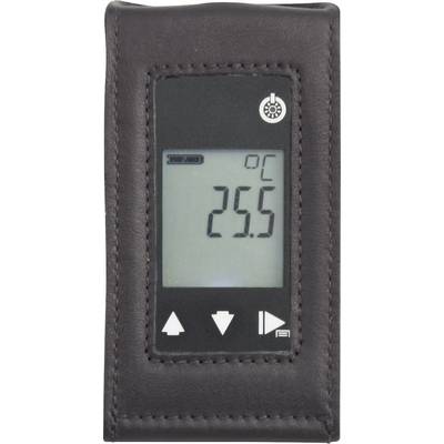 Digitalni termometer z usnjenim ovitkom prikazuje 25,5 stopinj Celzija. Pod njim so kontrolni elementi za uravnavanje temperature.
