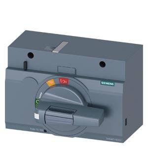 Siemensov električni stikalni element z vrtljivim ročajem za krmiljenje, označen z 'I' za vklop v rdeči barvi in zeleni skali.
