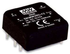 Črn električni element z napisom '30W, SKMW30G-12, DC-vhod 18-75V, izhod 12V 2500mA, znak CE, Made in China'.
