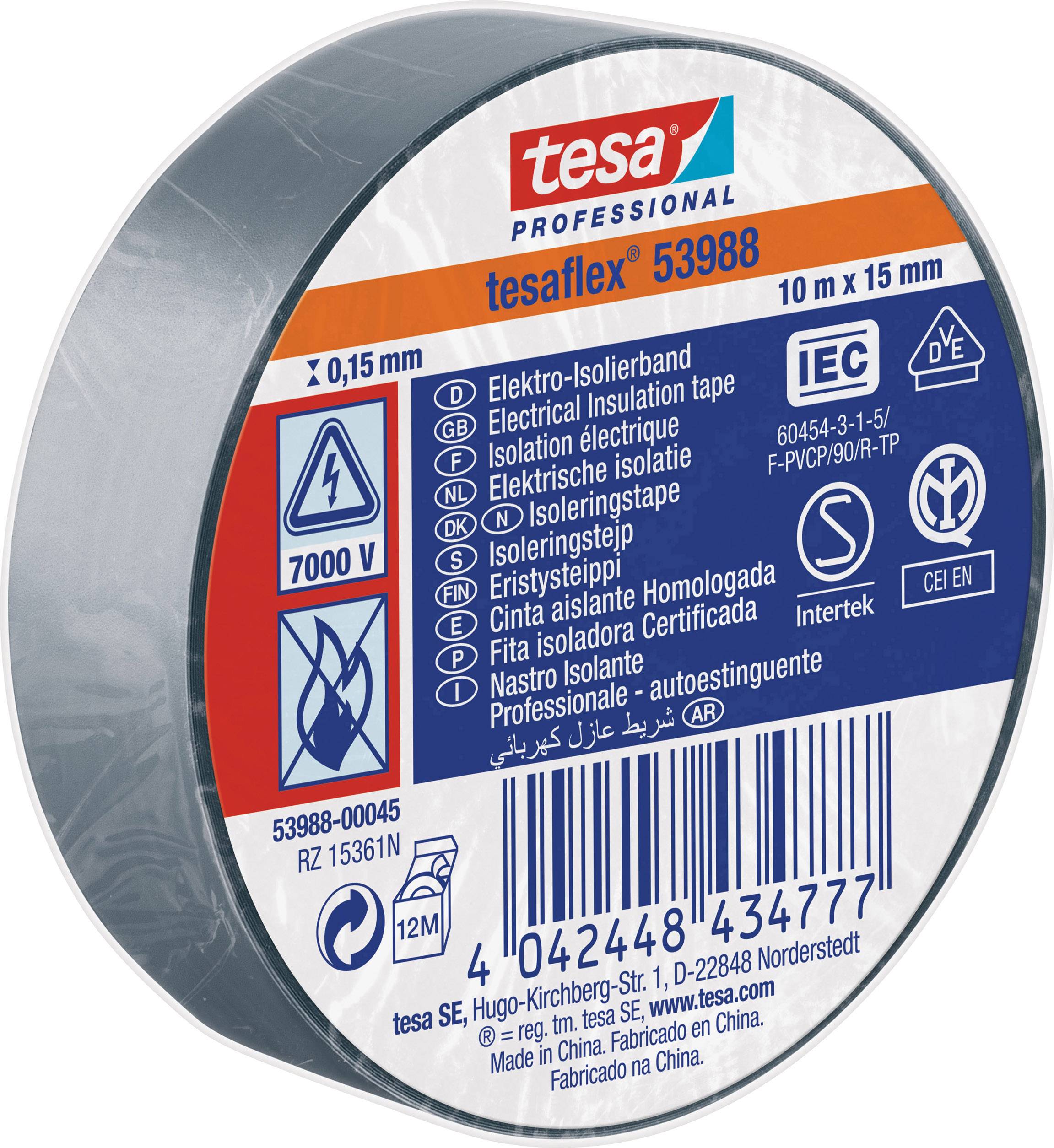 tesa 53988-00045-00 izolirni trak tesa® Professional siva (D x Š) 10 m x 15 mm 1 kos