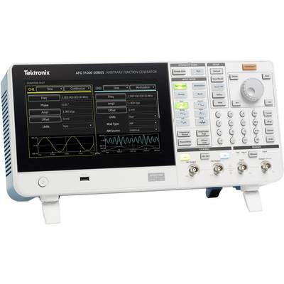 Elektronska naprava z zaslonom prikazuje sinusne valove in funkcije. Gumbi in regulatorji na desni strani služijo za upravljanje.