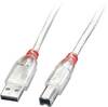 LINDY USB kabel USB 2.0 USB-A vtič, USB-B vtič 5.00 m transparentna z zaščitnim tulcem proti pregibanju 41755