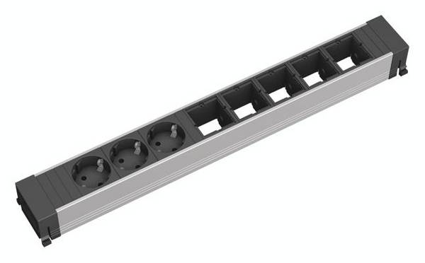 Bachmann 909.006 razdelilna letev  aluminij, črna vtičnica 1 kos