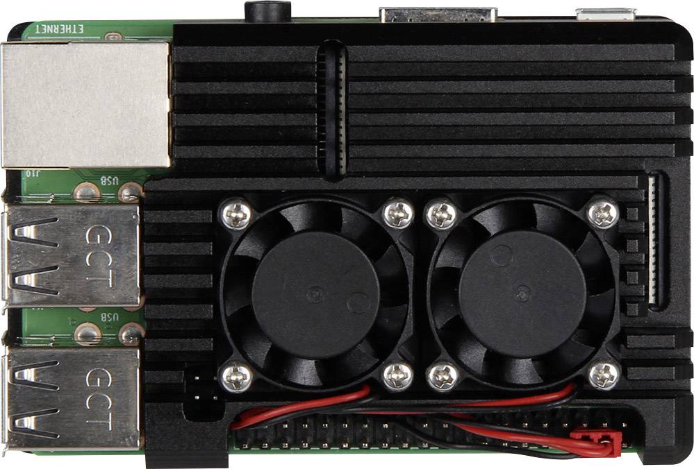 Joy-it Armor Case BLOCK ACTIVE SBC-ohišje Primerno za (razvojni kompleti): Raspberry Pi® vklj. aktivni hladilni sistem črna