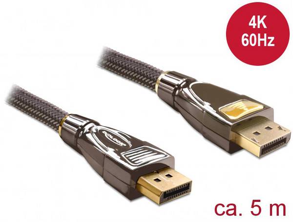 Delock DisplayPort priključni kabel DisplayPort vtič, DisplayPort vtič 5.00 m antracitna 82773 DisplayPort kabel