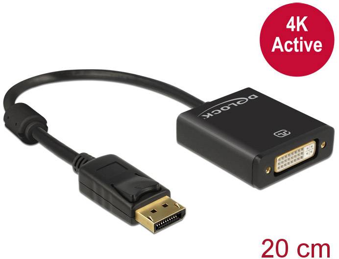 DisplayPort na DVI adapter kabel, dolg 20 cm, podpira ločljivost 4K, idealen za povezavo med računalnikom in monitorjem.