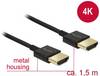 Delock HDMI priključni kabel HDMI-A vtič, HDMI-A vtič 1.50 m črna 84772 4K UHD, pozlačeni konektorji HDMI kabel