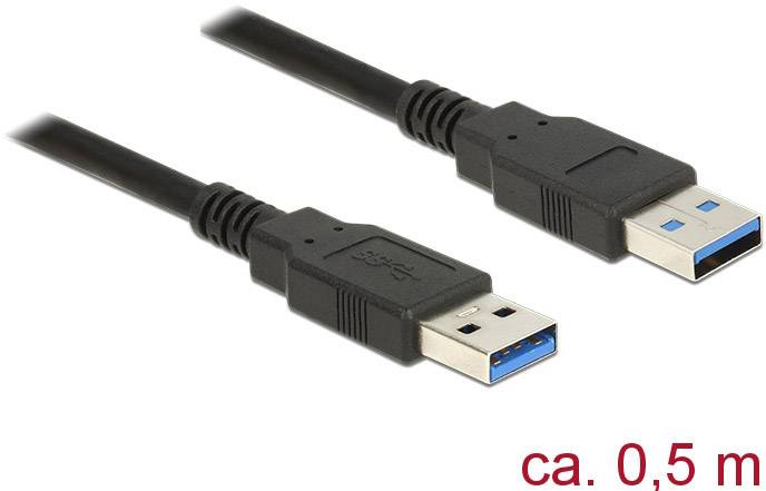 Delock USB kabel USB 3.2 gen.1 USB-A vtič, USB-A vtič 0.50 m črna pozlačeni konektorji 85059
