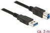 Delock USB kabel USB 3.2 gen.1 USB-A vtič, USB-B vtič 3.00 m črna pozlačeni konektorji 85069