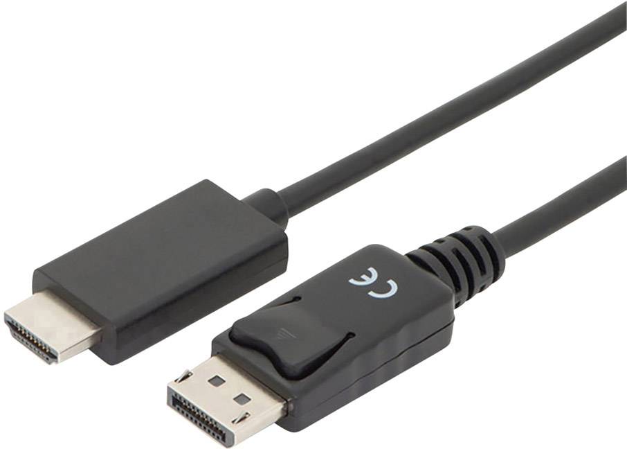HDMI-DisplayPort kabel prikazuje oba priključka. HDMI levo, DisplayPort desno. Oba sta namenjena prenosu video in avdio signalov.