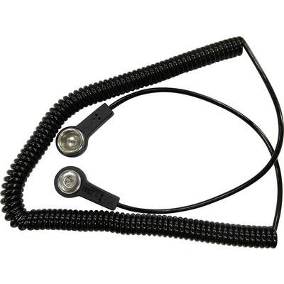 Črn, spiralen električni kabel z dvema elektrodama, ki bi se lahko uporabljal za medicinsko spremljanje ali zdravljenje.